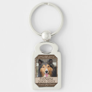 Brown Calligraph Swirls Custom Pet Sympathy Key Ring