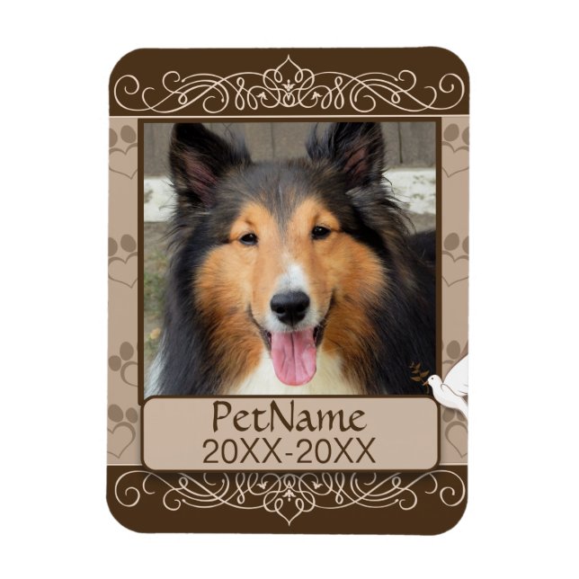 Brown Calligraph Swirls Custom Pet Sympathy Magnet (Vertical)