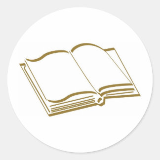 Brown Calligraphic Line Blank Book Classic Round Sticker