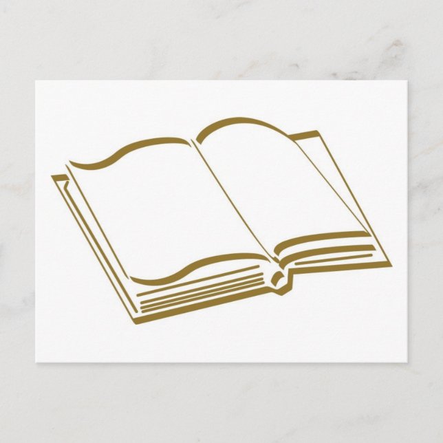 Brown Calligraphic Line Blank Book Postcard (Front)