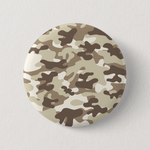 Brown Camo Design 6 Cm Round Badge