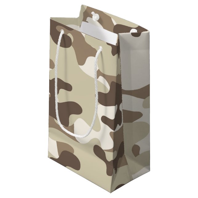 Brown Camo Design Small Gift Bag (Front Angled)