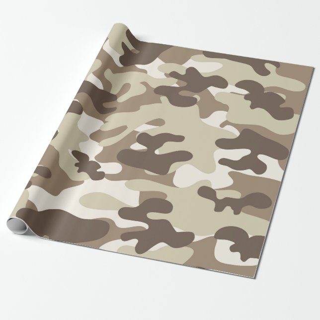 Brown Camo Design Wrapping Paper (Unrolled)