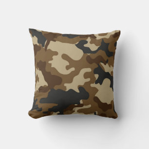 Brown Camo Throw Pillow