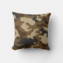 Brown Camo Throw Pillow