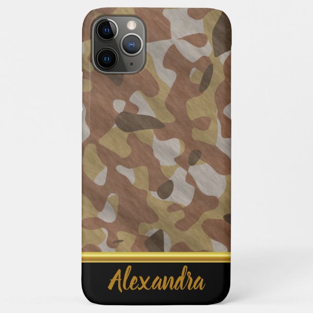 Brown Camouflage gold foil texture monogram 11 Case-Mate iPhone Case (Back)