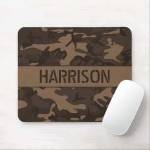 Brown Camouflage Monogrammed Mouse Mat