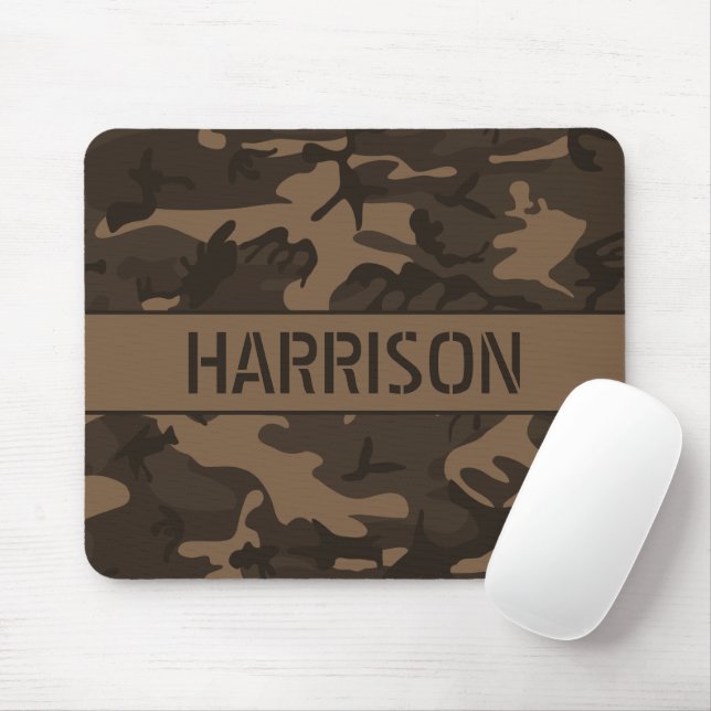 Brown Camouflage Monogrammed Mouse Mat (With Mouse)