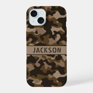 Brown Camouflage Personalised iPhone 15 Case