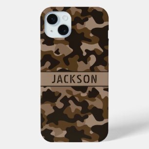 Brown Camouflage Personalized iPhone 15 Mini Case