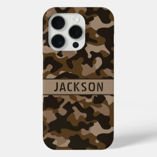 Brown Camouflage Personalized iPhone 15 Pro Case