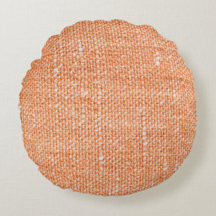 Brown canvas fabric for background, linen texture round cushion