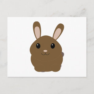 Brown Cartoon Bunny Holiday Postcard