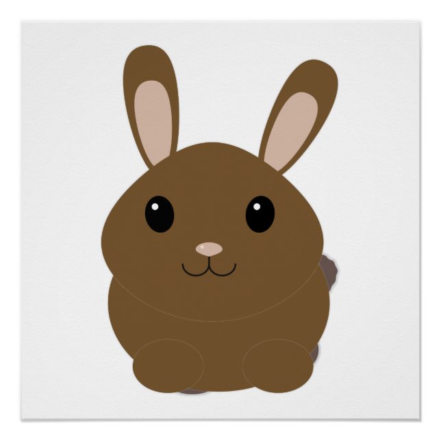Brown Cartoon Bunny Poster (Front)