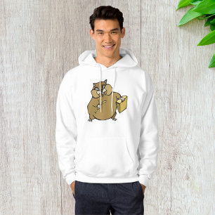 Brown Cartoon Hamster with Cheese Hoodie