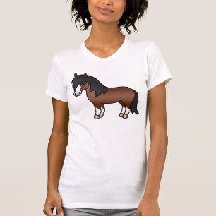Brown Cartoon Shetland Pony T-Shirt