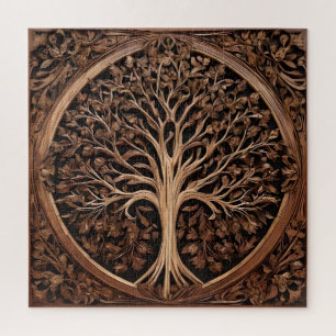 Brown Carved Australian Waratah Tree Print, Jigsaw Puzzle