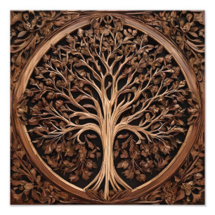 Brown Carved Australian Waratah Tree Print, Photo Print