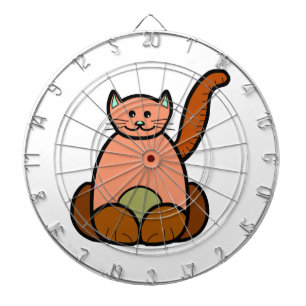 Brown cat cartoon dartboard
