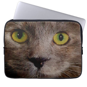Brown Cat Face Oil Paint, Laptop Sleeve