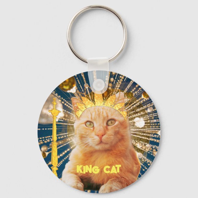 Brown Cat Funny Pet Lovers Cool Modern Hot Trendy Key Ring (Front)