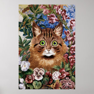Brown Cat in The Garden Poster Print