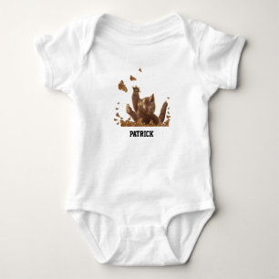 Brown Cat & Night Butterflies Personalised Baby Bodysuit