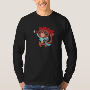 Brown Cat Pirate Halloween Party Costume Pirates F T-Shirt