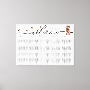 Brown Cavapoo puppy Welcome Seating Table Numbers Canvas Print