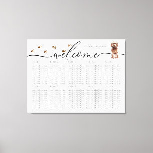 Brown Cavapoo puppy Welcome Seating Table Numbers Canvas Print
