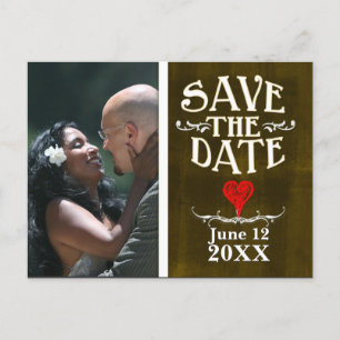 Brown chalkboard design save the date announcement postcard
