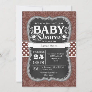 Brown Chalkboard Floral Baby Shower Invite