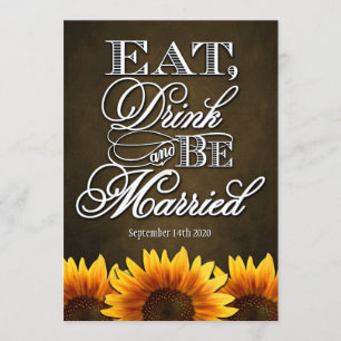 Brown Chalkboard Sunflower Wedding Invitations
