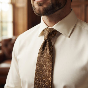 Brown Champagne Art Deco Tie