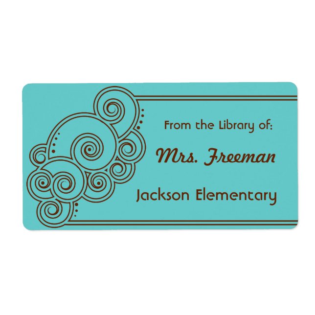 Brown Charming Swirls Bookplates (Front)