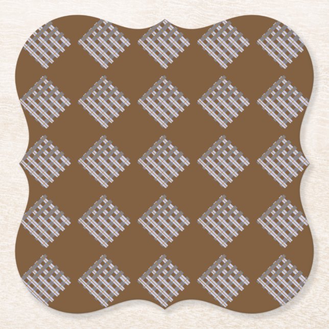Brown Check Paper Coaster (Front)