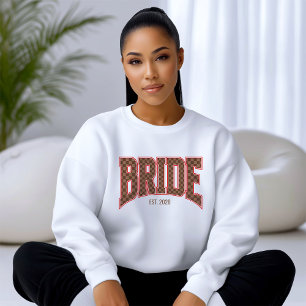 Brown Checkered Luxury Varsity BRIDE Sweatshirt