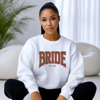Brown Checkered Luxury Varsity BRIDE Sweatshirt