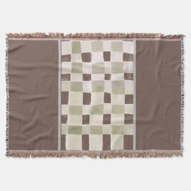 Brown Checkered Throw Blanket (Front)