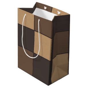 Brown Checkers Medium Gift Bag