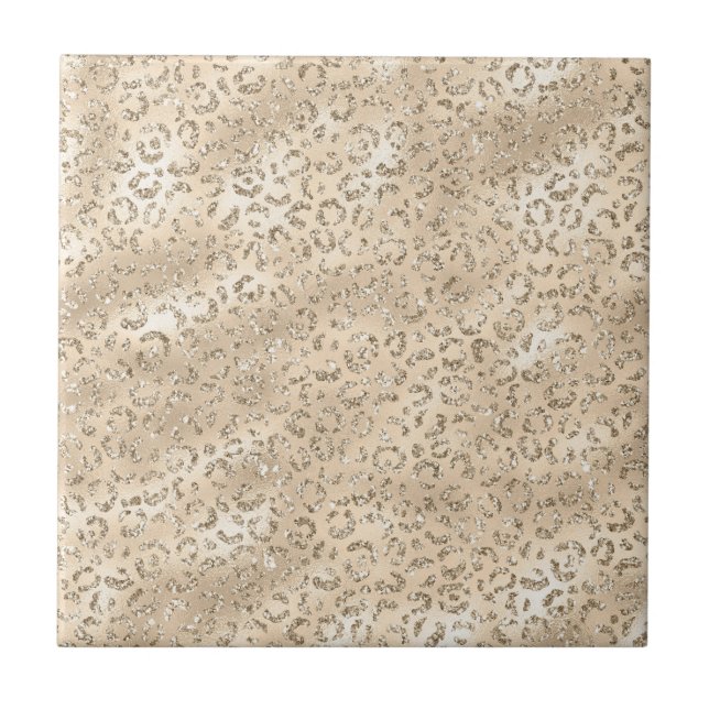 Brown Cheetah Leopard Skin Print Pattern Animal Tile (Front)