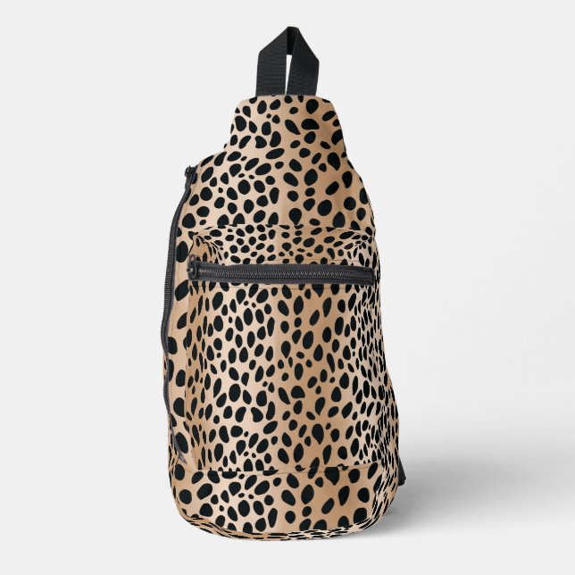 Brown Cheetah Print Cross Body Bag Backpack (Front)