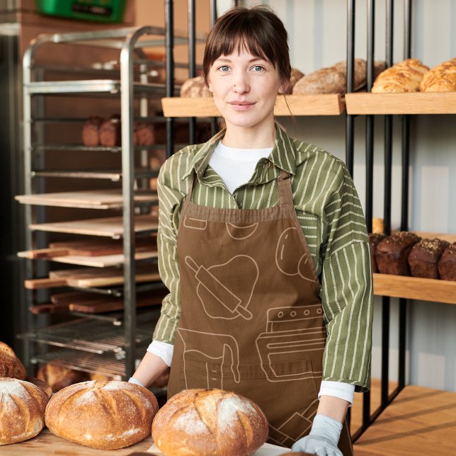 Brown Chef Baking & Cooking Utensils Fun Baker Apron (Creator Uploaded)