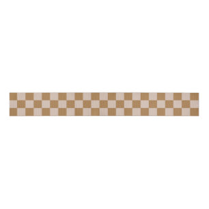 Brown Chequerboard Grosgrain Ribbon