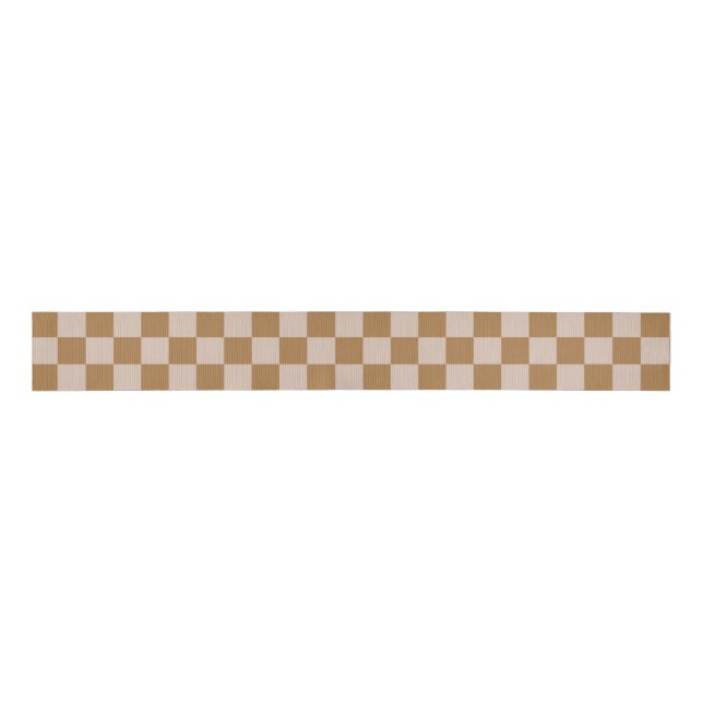 Brown Chequerboard Grosgrain Ribbon (Front)