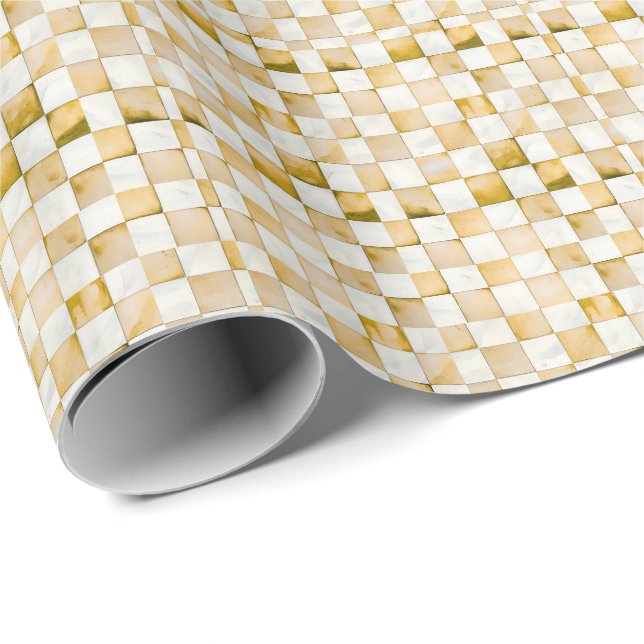 Brown Chequered Decorative Gift Wrap Paper (Roll Corner)