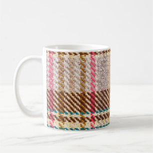 Brown chequered fabric, Scottish wool. Coffee Mug