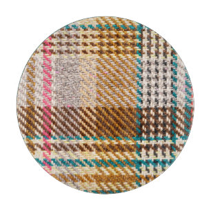 Brown chequered fabric, Scottish wool. Cutting Board