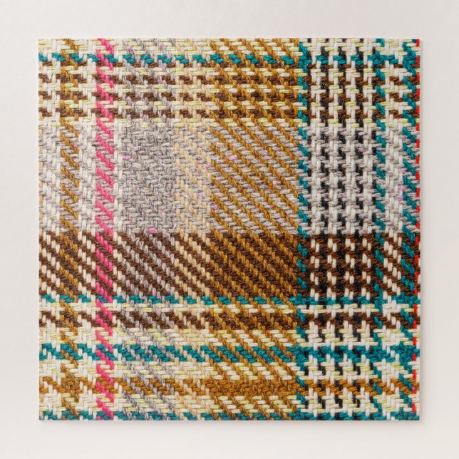 Brown chequered fabric, Scottish wool. Jigsaw Puzzle (Vertical)
