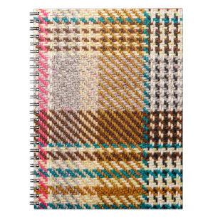 Brown chequered fabric, Scottish wool. Notebook